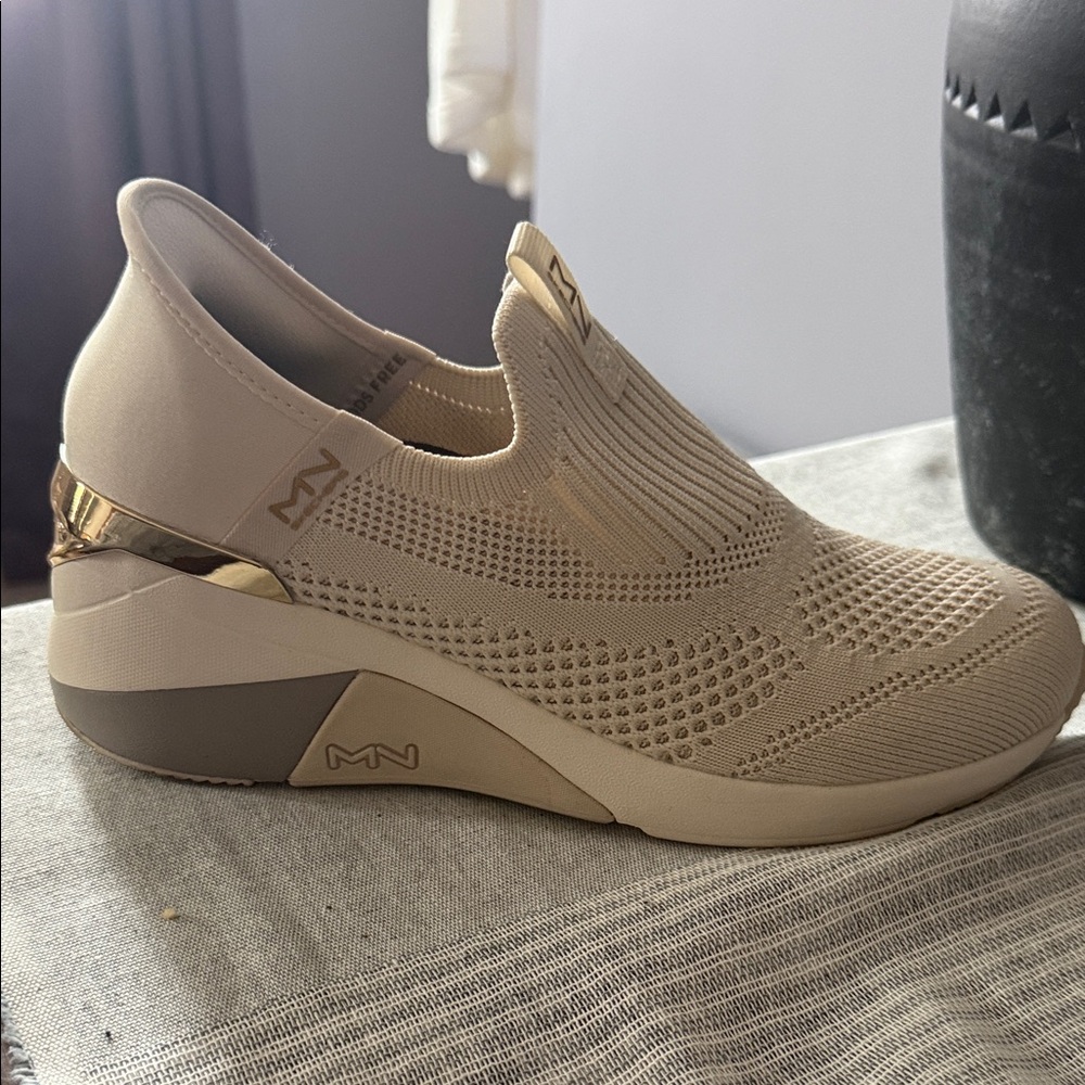 Skechers Taupe Slip-On Wedge Sneakers